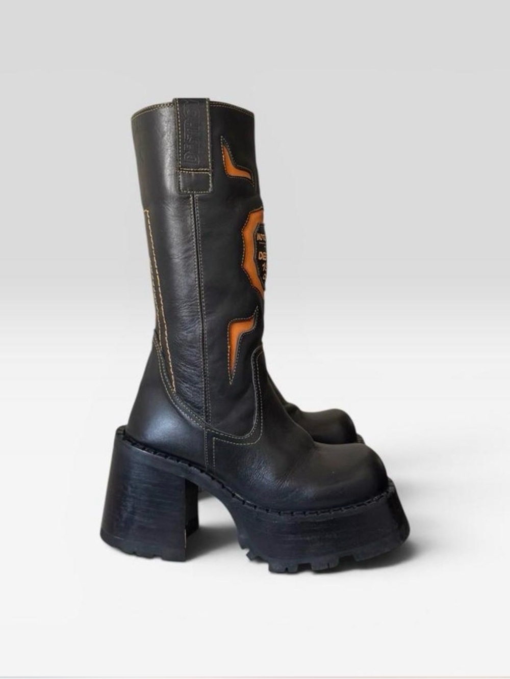 Ultra Rare 90s Destroy 'Motorcycle Club' Leather Platform
Boots - Picture 2 of 8